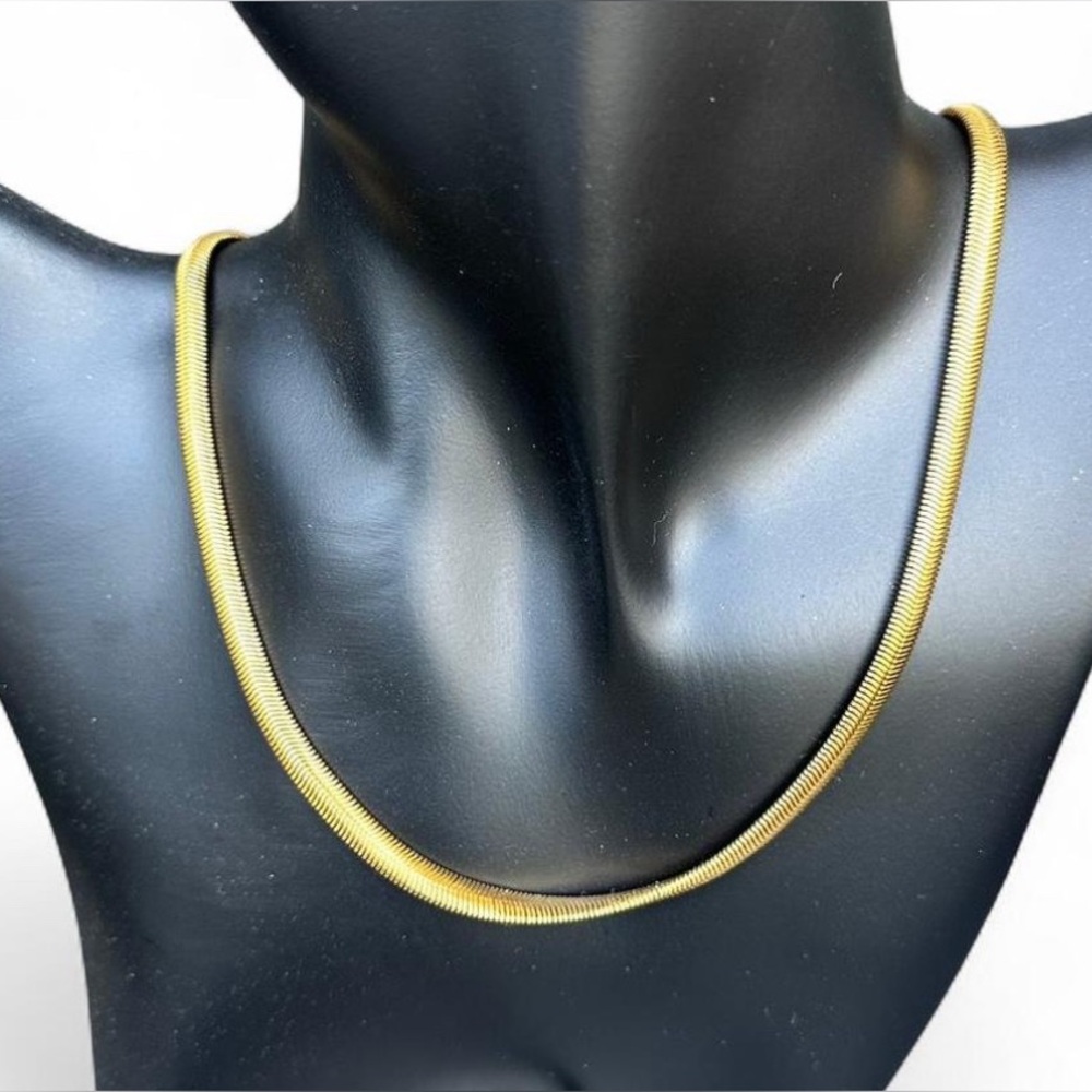 Stainless steel yellow gold plated snake chain 18” necklace